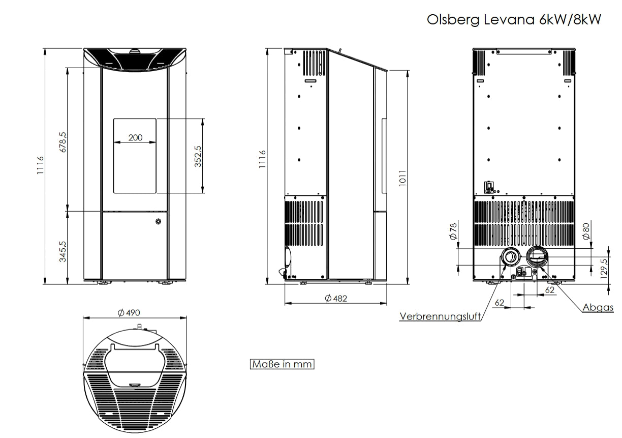 Olsberg Pellet-Kaminofen LEVANA 2.0 schwarz/Keramik caffee freddo